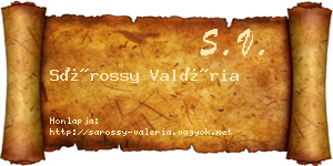 Sárossy Valéria névjegykártya